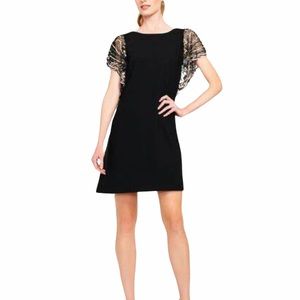 Aiden Mattox Black Dress Beaded Flutter Sleeve NWT
